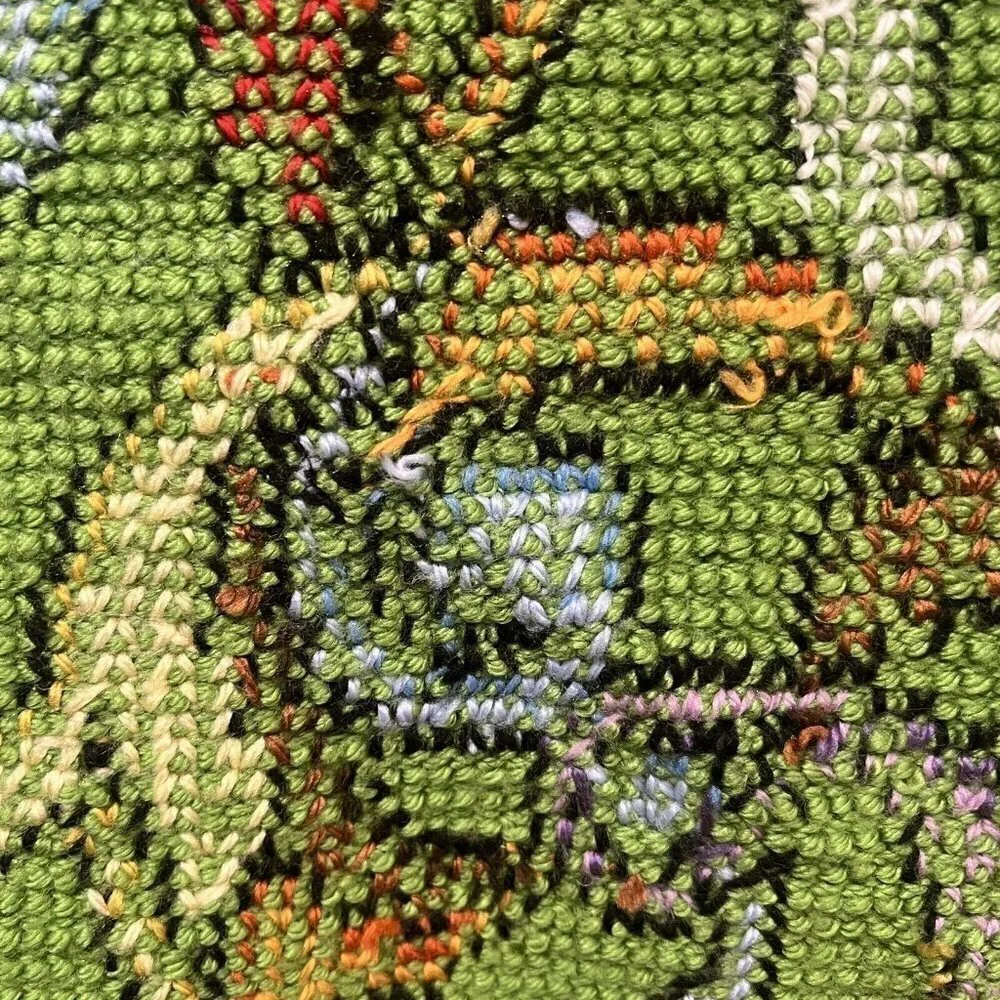 Handmade Afghan Lap Blanket or Table Chair Cover Green‎ Abstract 34 x 25